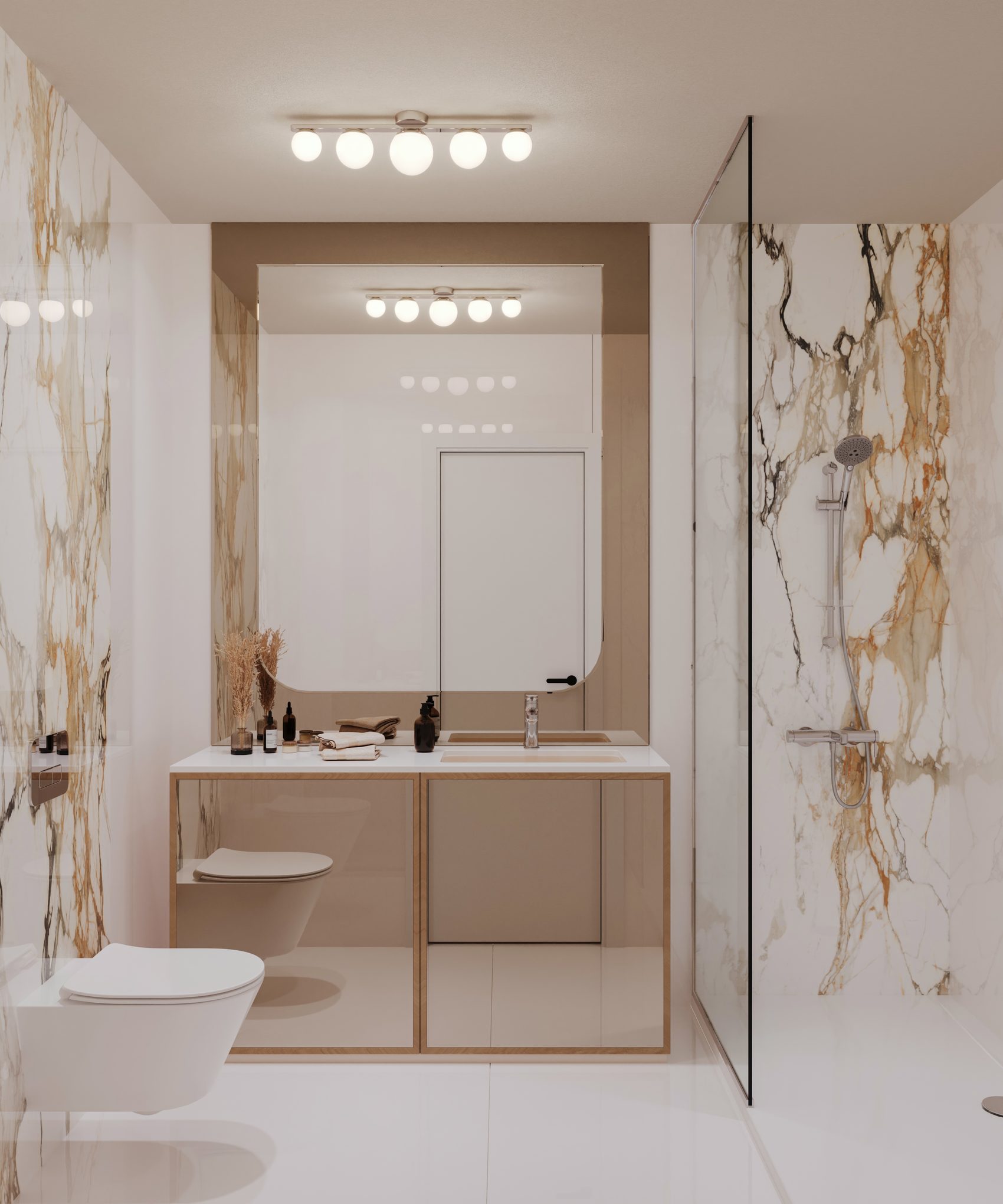 Baie mobilată pentru apartament cu 2 camere