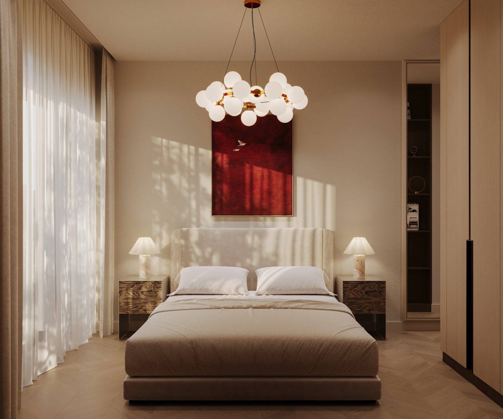 Dormitor mobilat pentru apartament cu 2 camere