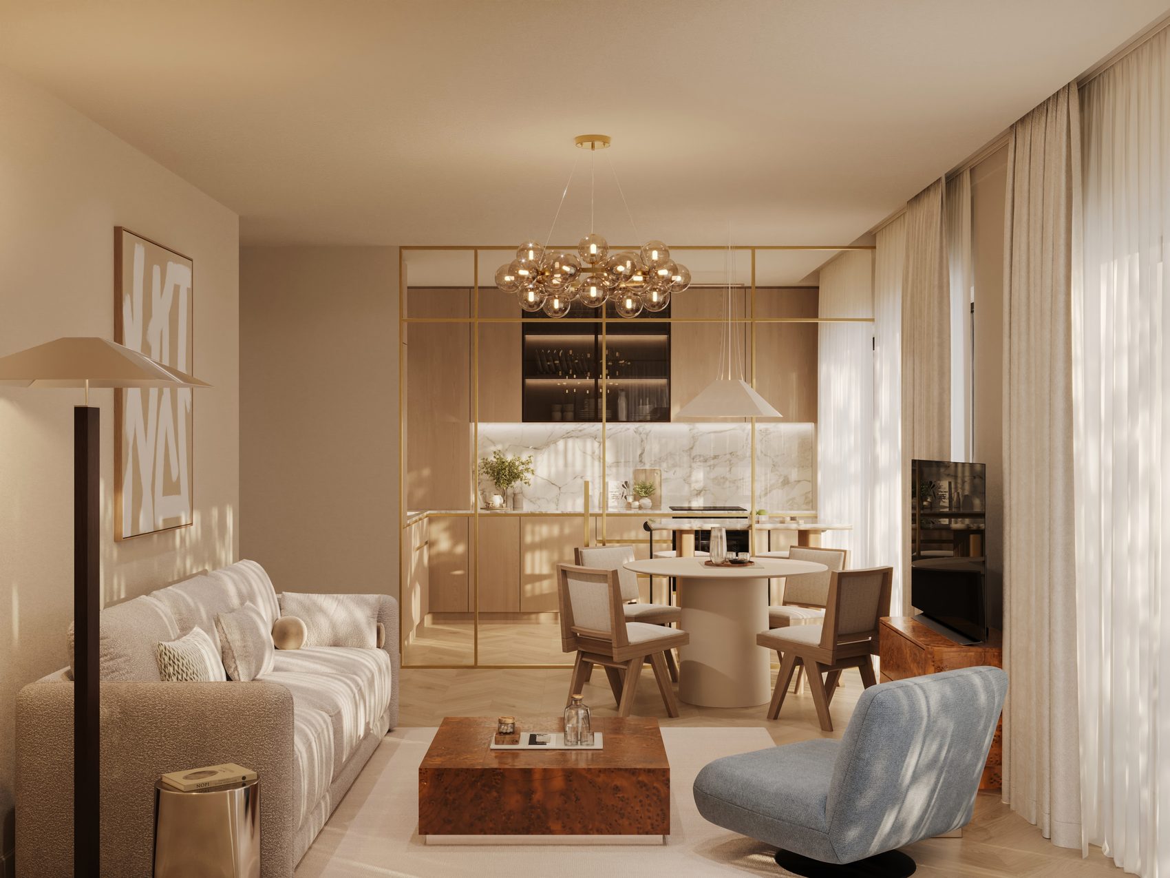 Living mobilat pentru apartament cu 3 camere
